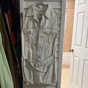 Zara light blue Sleeveless Denim Skort dress